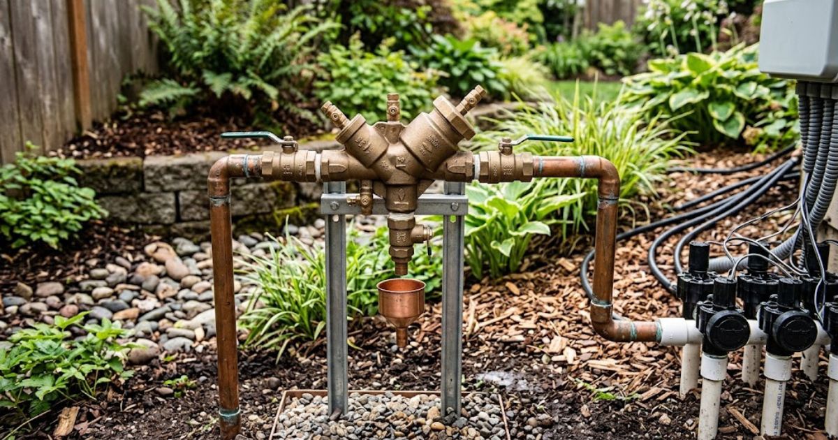 Backflow preventer on a residential irrigation system