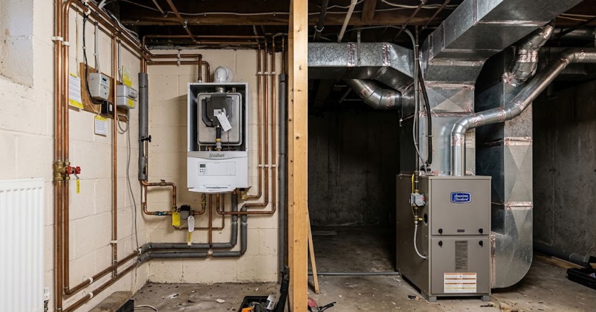 Boiler heating system compared to a furnace