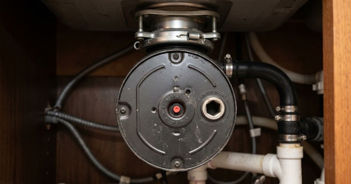 Garbage disposal unit reset button