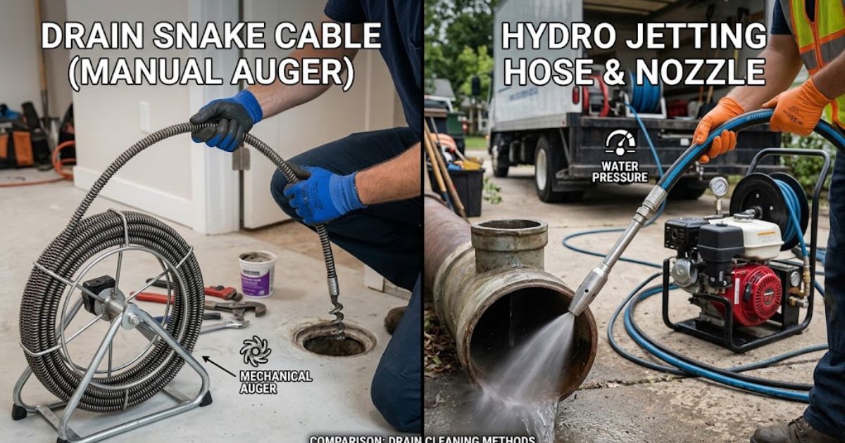 Hydro jetting equipment compared to a drain snake